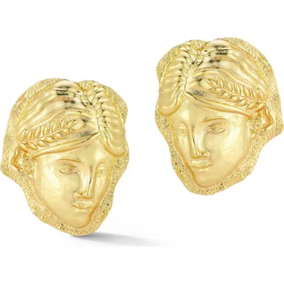 Chloe & Madison Chloe And Madison Large Grecian Face Stud Earrings In Gold