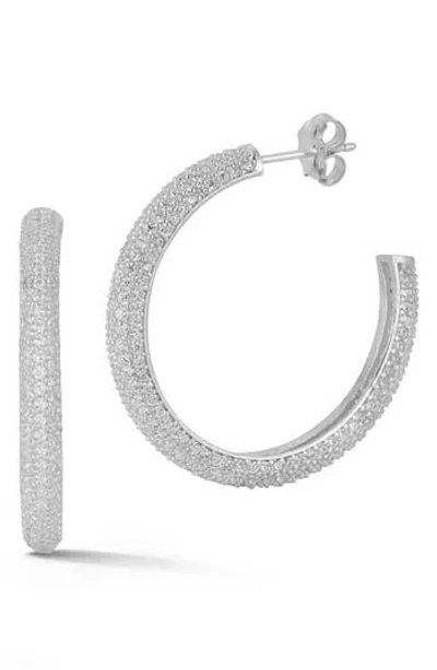Chloe & Madison Chloe And Madison Large Pavé Hoop Earrings In Silver