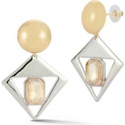 Chloe & Madison Chloe And Madison Mixed Metal Cubic Zirconia Drop Earrings In Multi/two Tone