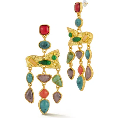 Chloe & Madison Chloe And Madison Mixed Resin Stone Statement Drop Earrings In Multi