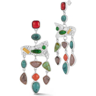 Chloe & Madison Chloe And Madison Mixed Resin Stone Statement Drop Earrings In Multi