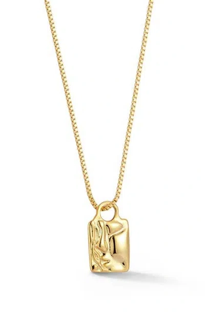 Chloe & Madison Chloe And Madison Molten Tag Pendant Necklace In Gold
