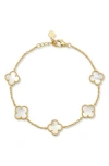 Chloe & Madison Chloe And Madison Mother-of-pearl Clover Bracelet In Gold