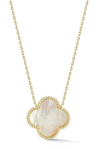 Chloe & Madison Chloe And Madison Mother-of-pearl Clover Pendant Necklace In Gold