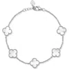 Chloe & Madison Chloe And Madison Mother-of-pearl Clover Station Bracelet In Silver