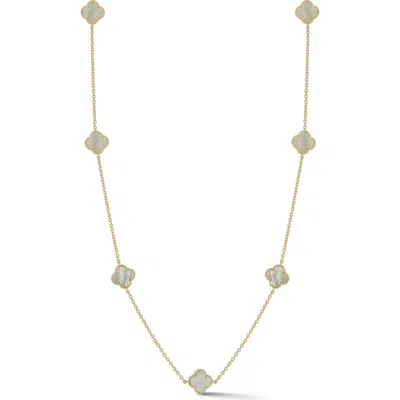 Chloe & Madison Chloe And Madison Mother-of-pearl Clover Station Necklace In Gold