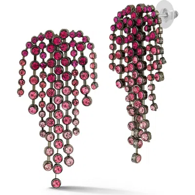 Chloe & Madison Chloe And Madison Ombre Crystal Tassel Drop Earrings In Silver