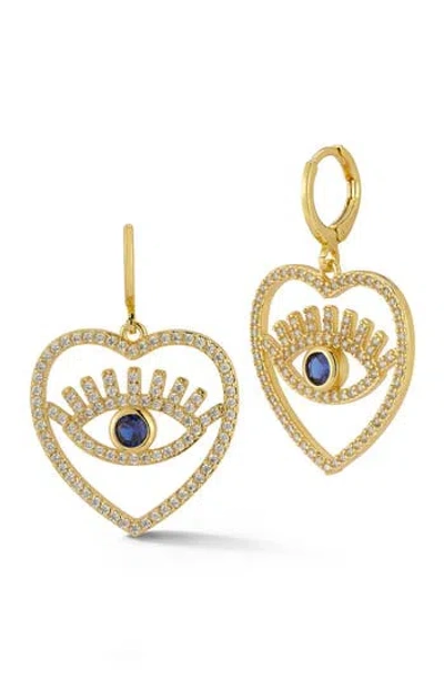 Chloe & Madison Chloe And Madison Open Eye Heart Drop Earrings In Gold