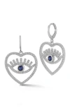 Chloe & Madison Chloe And Madison Open Eye Heart Drop Earrings In Silver