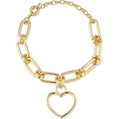 Chloe & Madison Chloe And Madison Open Heart Chain Link Bracelet In Gold
