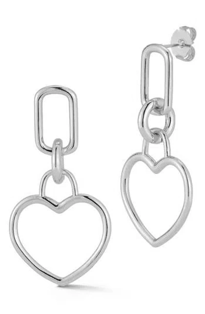 Chloe & Madison Chloe And Madison Open Heart Drop Earrings In Silver