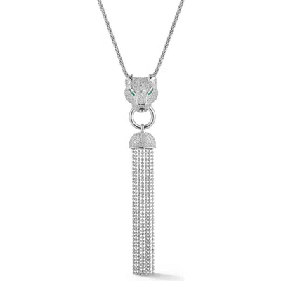 Chloe & Madison Chloe And Madison Panther Pendant Necklace In Metallic