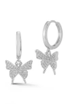 Chloe & Madison Chloe And Madison Pavé Butterfly Hoop Earrings In Silver