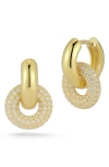 Chloe & Madison Chloe And Madison Pavé Cubic Zirconia Drop Huggie Hoop Earrings In Gold