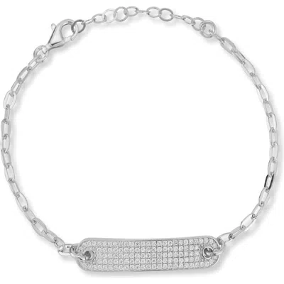 Chloe & Madison Chloe And Madison Pavé Cubic Zirconia Id Bar Bracelet In Metallic