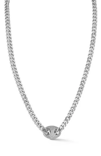 Chloe & Madison Chloe And Madison Pavé Cubic Zirconia Link Necklace In Silver