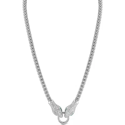 Chloe & Madison Chloe And Madison Pavé Cubic Zirconia Snake Pendant Necklace In Silver