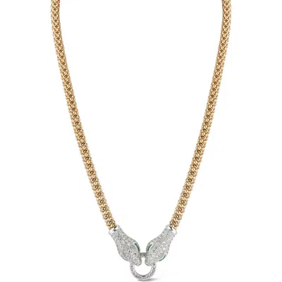 Chloe & Madison Chloe And Madison Pavé Cubic Zirconia Snake Pendant Necklace In Gold