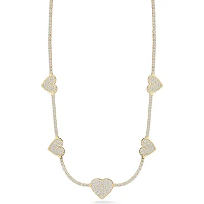 Chloe & Madison Chloe And Madison Pavé Cz Heart Station Chain Necklace In Gold
