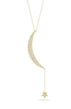 Chloe & Madison Chloe And Madison Pavé Cz Moon & Star Drop Pendant Necklace In Gold