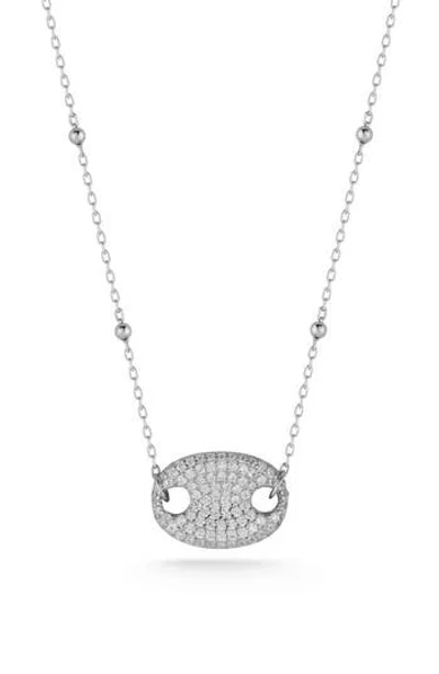 Chloe & Madison Chloe And Madison Pavé Cz Pendant Necklace In Silver