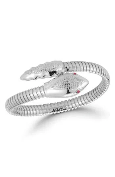 Chloe & Madison Chloe And Madison Pavé Cz Snake Coil Wrap Bracelet In Silver