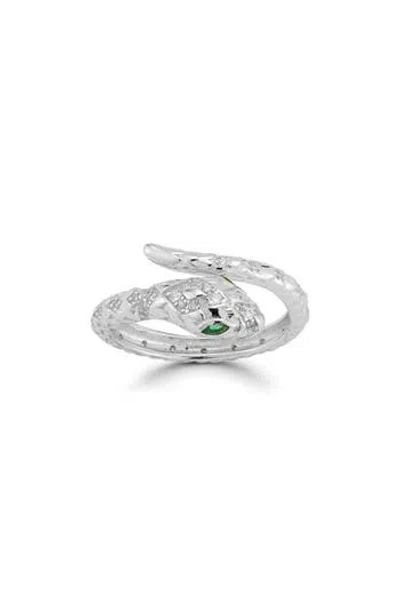 Chloe & Madison Chloe And Madison Pavé Cz Snake Ring In Silver