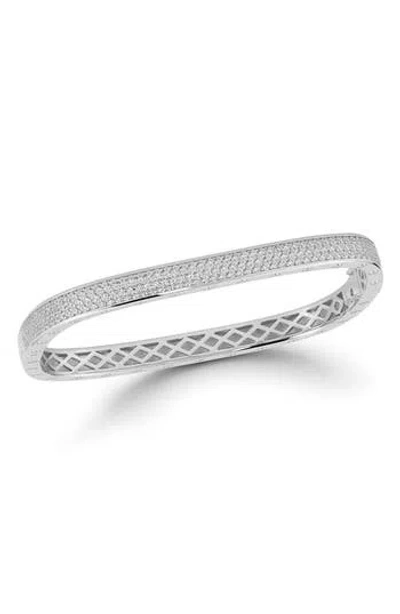 Chloe & Madison Chloe And Madison Pavé Cz Square Bangle Bracelet In Silver