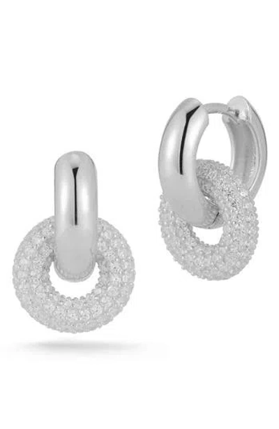 Chloe & Madison Chloe And Madison Pavé Drop Earrings In Silver