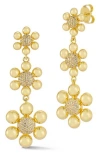 Chloe & Madison Chloe And Madison Jewelry 18k Plated Cz Graduating Flower Drop Earrings In Gold