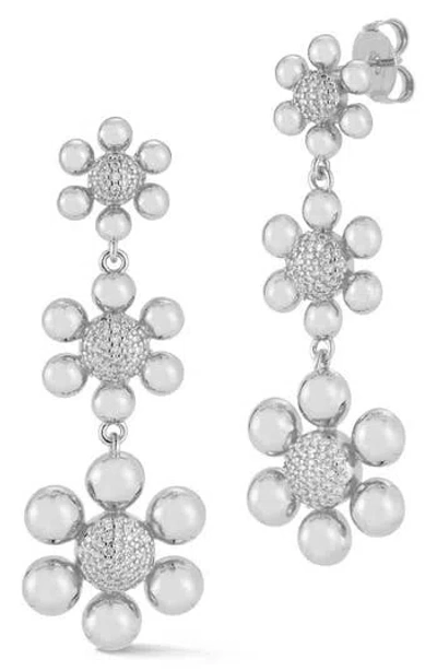 Chloe & Madison Chloe And Madison Jewelry Cz Graduating Flower Drop Earrings In Silver