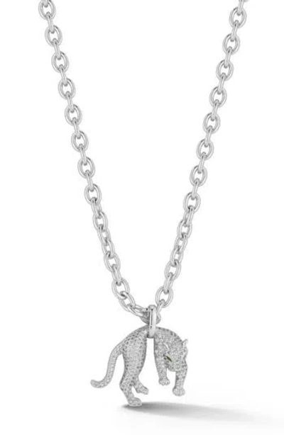 Chloe & Madison Chloe And Madison Pavé Jaguar Pendant Necklace In Silver