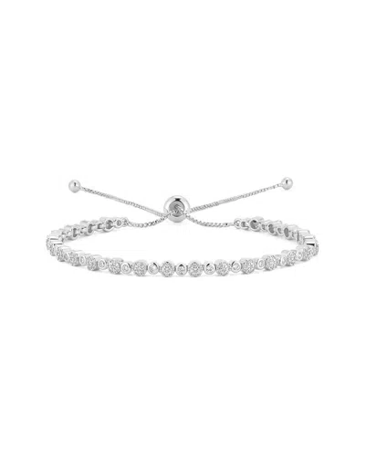 Chloe & Madison Chloe And Madison Plated Cz Adjustable Bracelet In Metallic