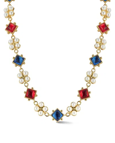 Chloe & Madison Chloe And Madison Plated Cz Gem Choker Necklace In Multi
