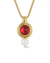 Chloe & Madison Chloe And Madison 18k Gold Plated Faux Pearl Bejeweled Pendant Necklace In Gold
