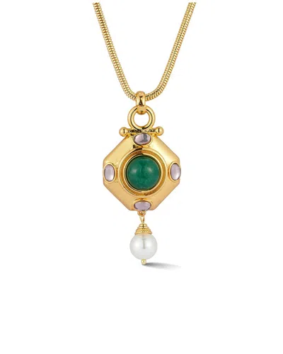 Chloe & Madison Chloe And Madison Plated Cz Gem Pendant Necklace In Gold