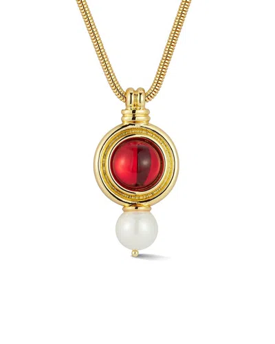Chloe & Madison Chloe And Madison 18k Gold Plated Faux Pearl Bejeweled Pendant Necklace