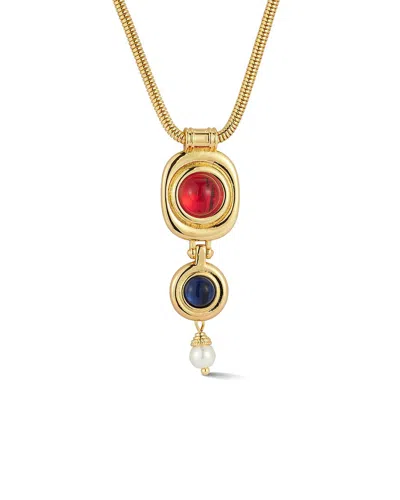 Chloe & Madison Chloe And Madison 18k Gold Plated Faux Pearl Bejeweled Pendant Necklace