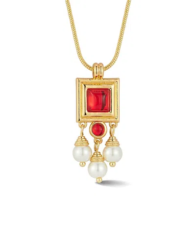 Chloe & Madison Chloe And Madison 18k Gold Plated Faux Pearl Drop Jewel Pendant Necklace