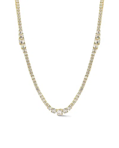 Chloe & Madison Chloe And Madison Plated Cz Graduated Tennis Necklace In Gold