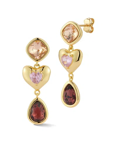 Chloe & Madison Chloe And Madison Plated Cz Heart Earrings In Gold