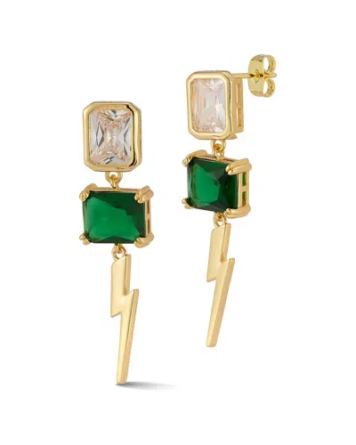 Chloe & Madison Chloe And Madison Plated Cz Lighting Bolt Earrings