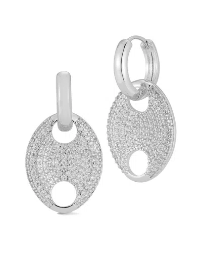Chloe & Madison Chloe And Madison Plated Cz Mariner Link Drop Earrings In Silver