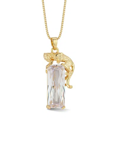 Chloe & Madison Chloe And Madison Plated Cz Panter Necklace In Gold