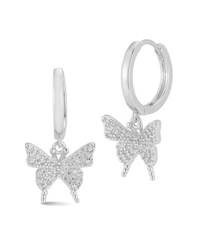 Chloe & Madison Chloe And Madison Plated Cz Vintage Butterfly Huggie Earrings