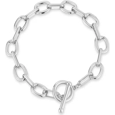Chloe & Madison Chloe And Madison Rhodium Plate Toggle Bracelet In Silver