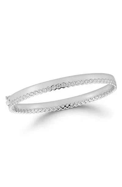 Chloe & Madison Chloe And Madison Rhodium Plated Sterling Silver Cz Bangle Bracelet