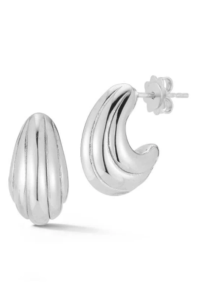 Chloe & Madison Rib Hoop Earrings In Metallic