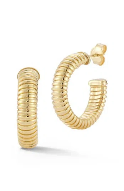 Chloe & Madison Chloe And Madison Ribbed Hoop Earrings In Gold