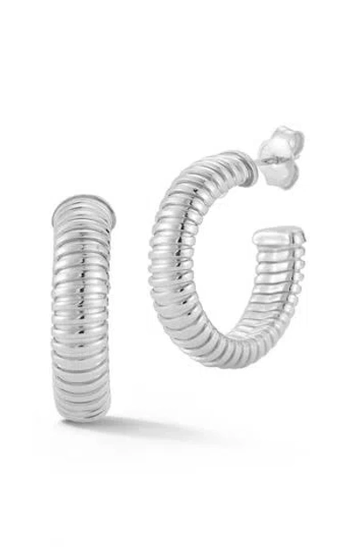 Chloe & Madison Chloe And Madison Ribbed Hoop Earrings In Silver